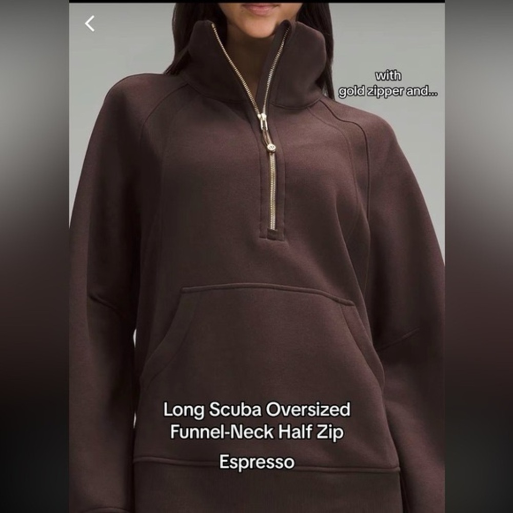 NWT Lululemon Espresso Funnel-Neck Half Zip long Sz xs/s